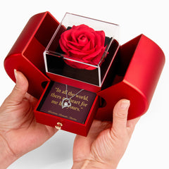 Forever Love Necklace with Red Heart Rose Box